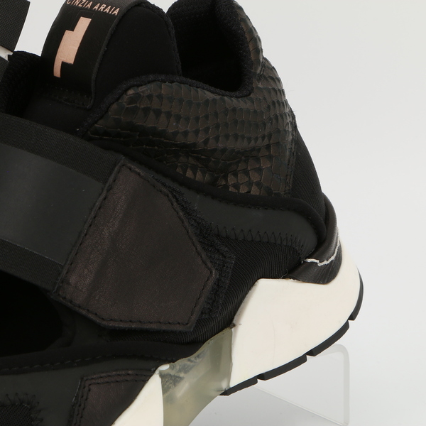 Cinzia Araia Black Women's Leather & Techno Fabric Sneakers New